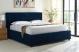 Couture Collection - Mallika Navy Corduroy Queen Bed, Channel Tufted Headboard, Plush Upholstery, No Box Spring Needed (SFV6117C-Q)