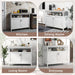 Sideboard Buffet Cabinet with 3 Storage Shelf, 45'' Farmhouse Kitchen Storage Cupboard Wood Coffee Bar Cabinet Buffet Table for Kitchen, Dining Room, Living Room & Entryway, White