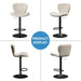 Bar Stools Set of 2 Modern Swivel Bar Chairs, Counter Height Faux Leather Metal Barstools, Upholstered Island Chairs with Back and Footrest, Beige