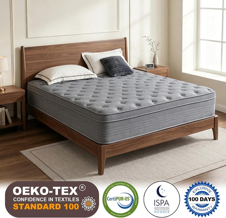 Full Size Mattress, 12 Inch Memory Foam Hybrid Mattresses for Pressure Relief, Motion Isolation, Breathable Comfort and Durable, Certipur-Us