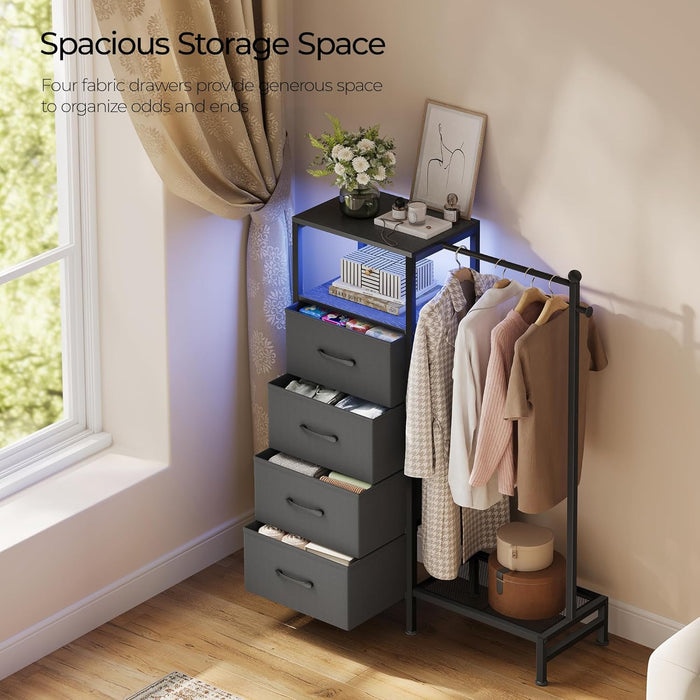 Black Dresser Featuring Reversible Hanging Rack LED