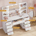 Vanity Desk with Mirror and Lights, Makeup Vanity with 9 Drawers, 4 Shelves & 5 Jewel Hooks, White Vanity with Outlet & 3-Color Dimmable LED, Dressing Table for Women, Bedroom, White