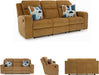Kanlow Contemporary Manual Reclining Sofa with 2 Accent Pillows, Light Brown