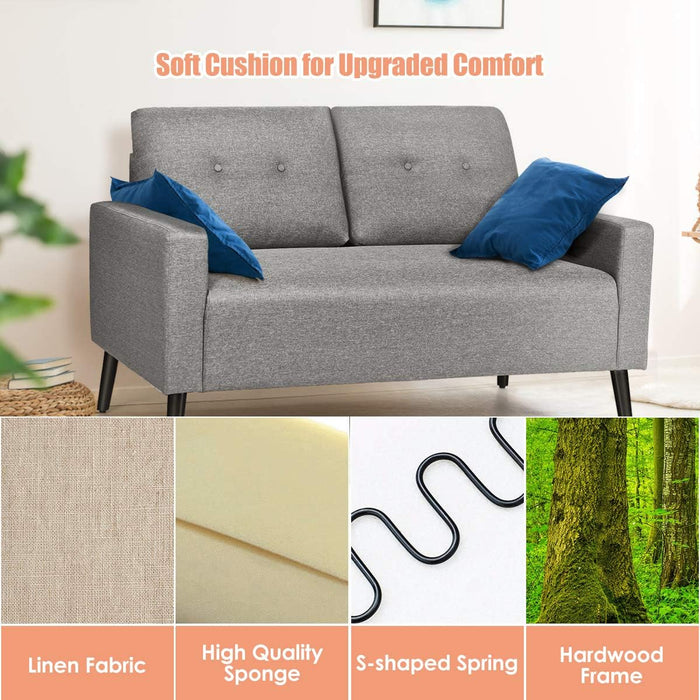 Modern Fabric Loveseat with Removable Backrest