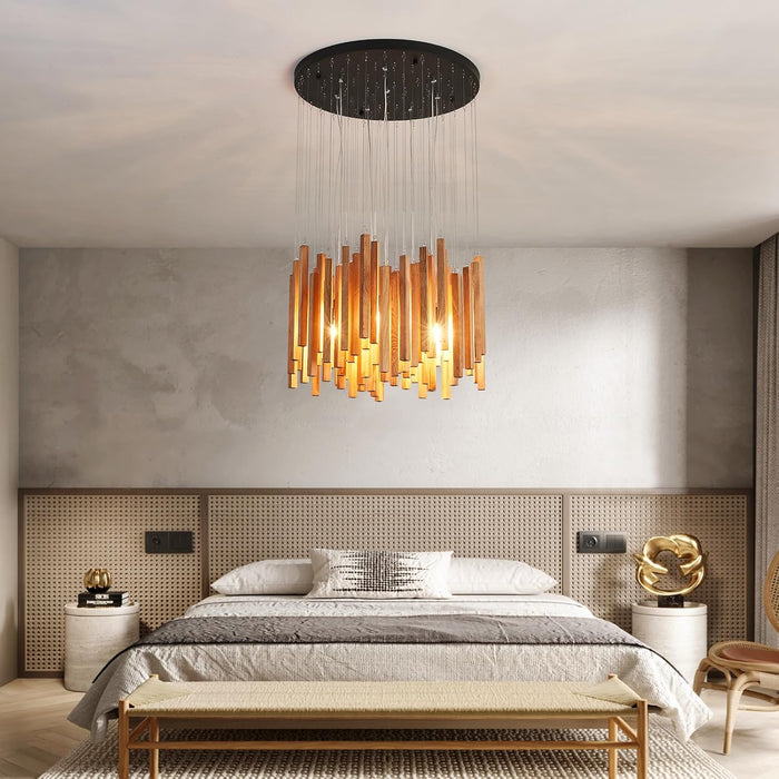 Large Wooden Farmhouse Chandelier For High Ceilings