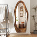 Full Length Mirror Wood Framed Full Body Mirror Wavy Retro Brown
