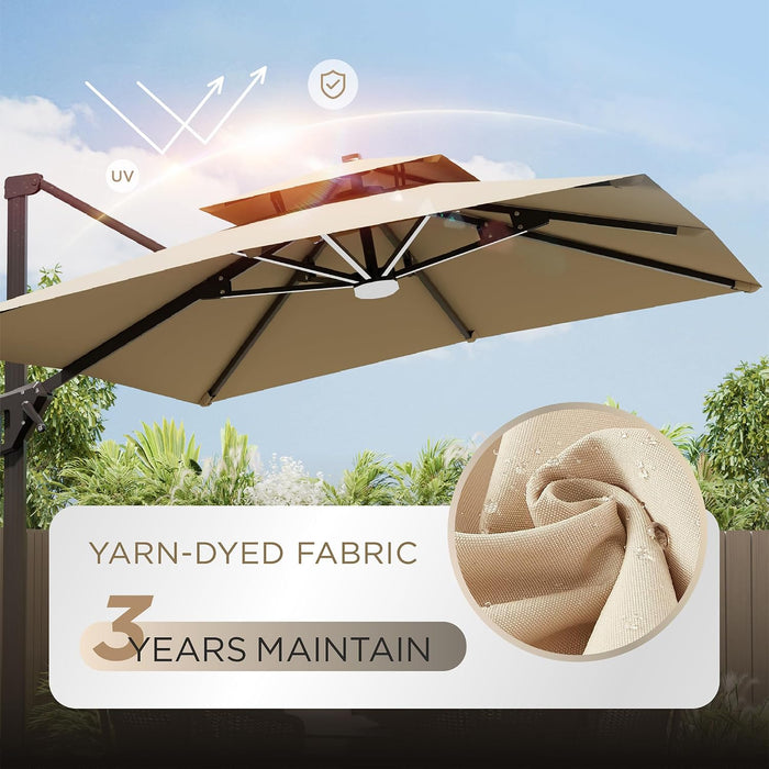 10' X 13 'Patio Umbrella with LED Light Outdoor Cantilever Umbrellas