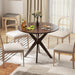 36" round Wood Dining Table, Farmhouse Kitchen Table with Intersecting Pedestal Base & Solid Rubber Wood Legs, Vintage Coffee Tables for Dinette, Small Spaces, Restaurant, Brown