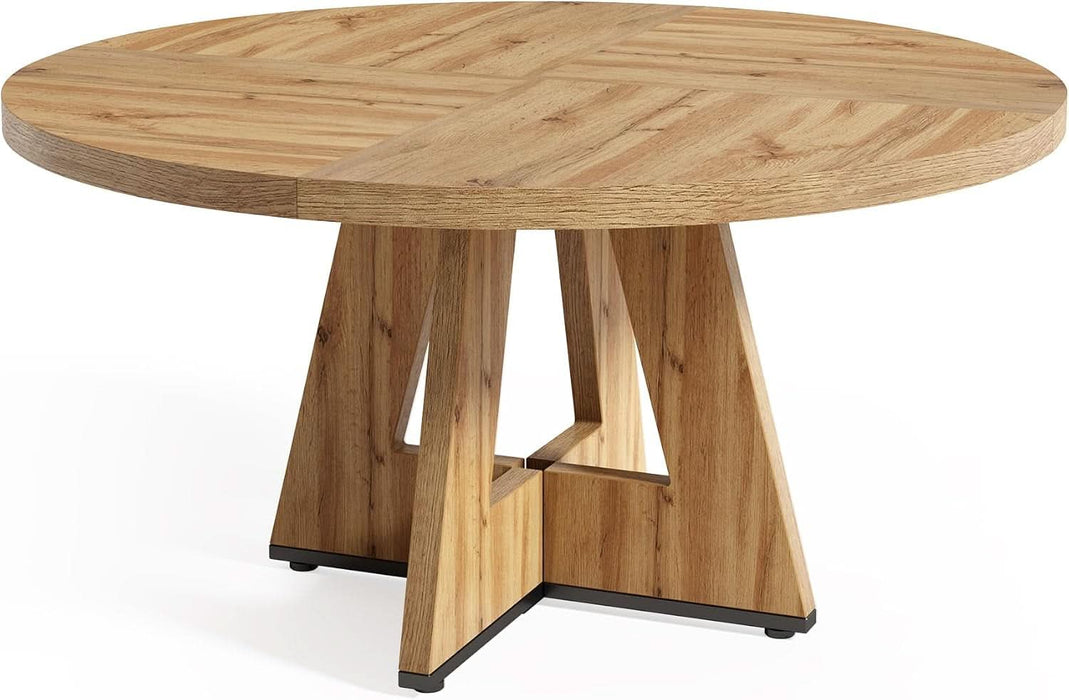 round Dining Table for 4-6 People, 47 Inches Dining Room Table with Wooden Pedestal Base, Modern Dinner Table, Circle Kitchen Tables for Dining Room, Kitchen, Living Room(Table Only)