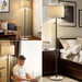 Marble Floor Lamp, Adjustable Height Standing Lamp with Marble Base Tall Lamp with Pull Chain Switch Floor Lamps for Living Room, Bedroom & Office Bulbs Not Included(Black)