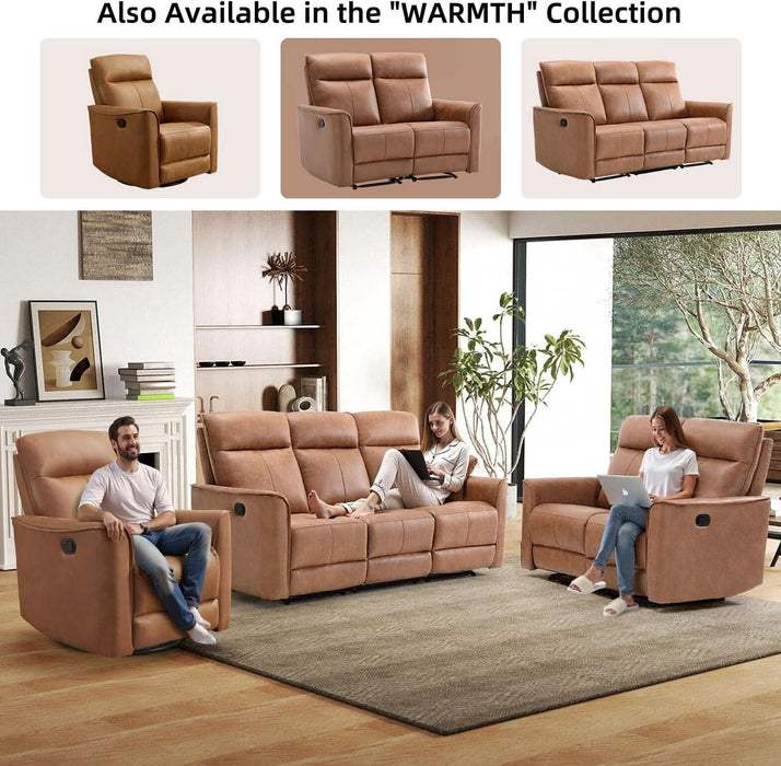 Mnul Loveset Recliner Sof, Wll-Hugger 2 Set Reclining Love Set Couches, Lethire Reclining Sof Set, Double Seter Recliner Chir for Living Room, Office, prtment, Brown