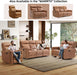 Mnul Loveset Recliner Sof, Wll-Hugger 2 Set Reclining Love Set Couches, Lethire Reclining Sof Set, Double Seter Recliner Chir for Living Room, Office, prtment, Brown