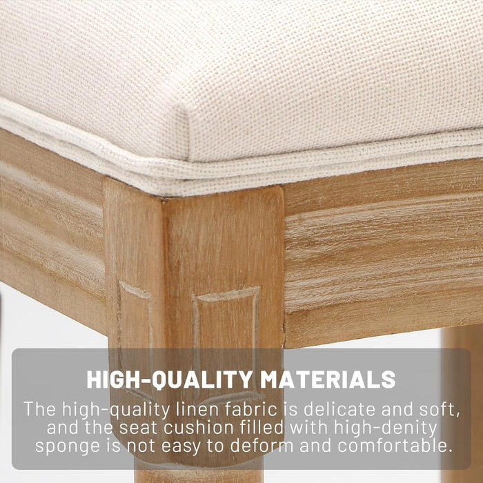 French Country Dining Chairs Set of 2, Upholstered Dining Room Chairs with Back Farmhouse Kitchen Chairs for Living Room, Kitchen, Restaurant (Beige-Square)