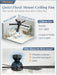 Black 48 Inch Modern Flush Ceiling Fan