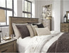 Signature Design by Ashley Trinell Casual Queen Panel Bed with Metal Slats and Nailheads, Foundation or Box Spring Needed, Dark Brown