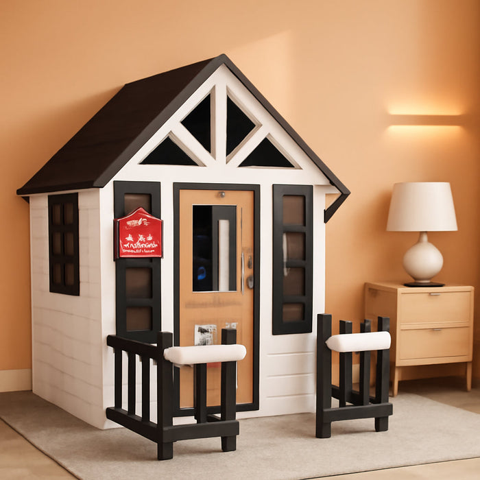 Riverscape Wooden Playhouse with Working Doorbell, Fence, Kitchen and Pet Door