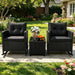 3 Pieces Patio Rocking Chair, Black Wicker Bistro Set (Black)