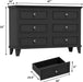 Farmhouse Black Dresser for Bedroom with 6 Drawer, Double Dresser TV Stand with Vintage Handle, Wide Wood Dressers & Chests of Drawers, 6 Drawer Dressers for Bedroom, Living Room, Hallway