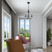 Blackened Steel Three Light Chandelier Living Room