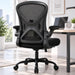 Ergonomic Office Chair with 90° Flip-Up Armrests and Adjustable Lumbar Support, Mid-Back Breathable Mesh Home Office Chair with 3.15” Thick Seat Cushion, 300Lbs Weight Capacity, 1PC, Black