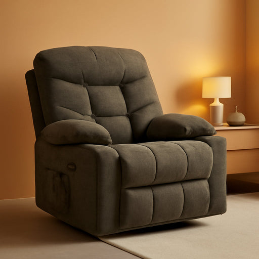 360°Swivel Rocker Recliner Chair with Cup Holders Grey, 1-Pack