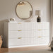 55" Wide Fluted 6-Drawer Double Dresser for Bedroom, White