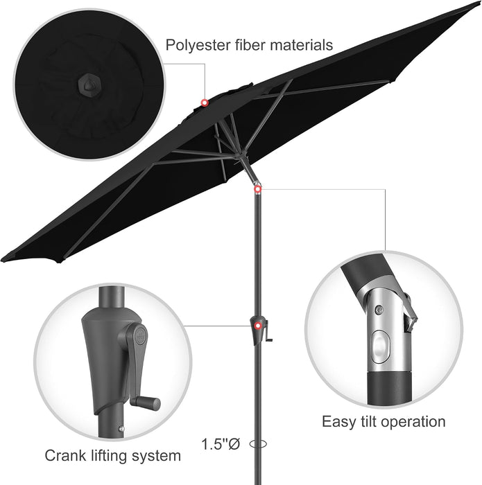 10 Ft Patio Umbrella Outdoor with Push Button Tilt, Black