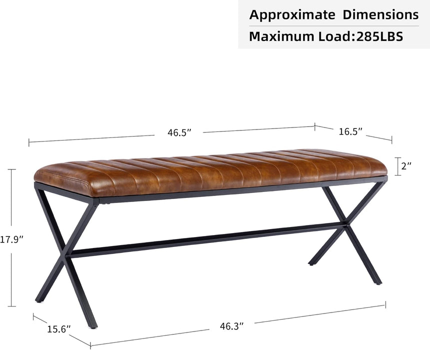 Yellowish Brown PremiumLeather EndBed Velvet Bench