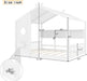 Full Size White PlayhouseStorage Bed Enclosed Roof