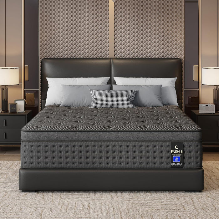 14 Inch Medium Firm Full Mattress, Encased Pocket Spring Hybrid Mattress, Certipur-Us Certified, Breathable Comfort, Motion Isolation, Pressure Point Relief & Lumbar Support 100 Night Trial