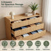 Fluted Modern 6 Drawer Dresser for Bedroom, 47"W X 26"H, Natural Oak