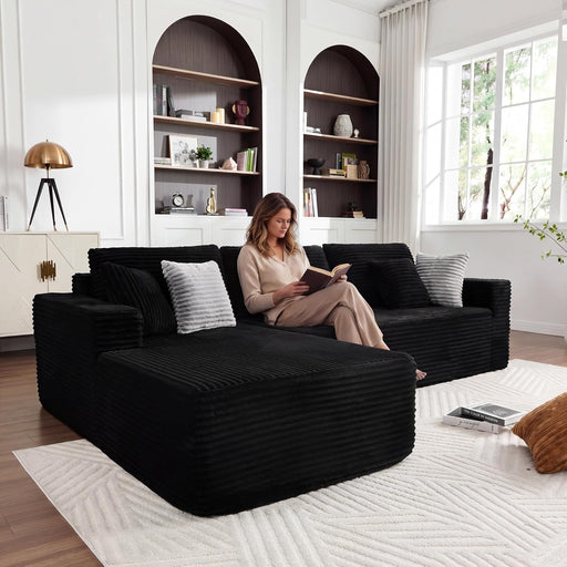 108 Inches LeftFacing HighEnd Sectional Sofa Black