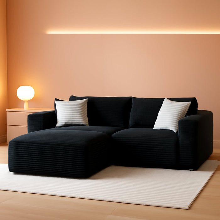 108 Inches LeftFacing HighEnd Sectional Sofa Black