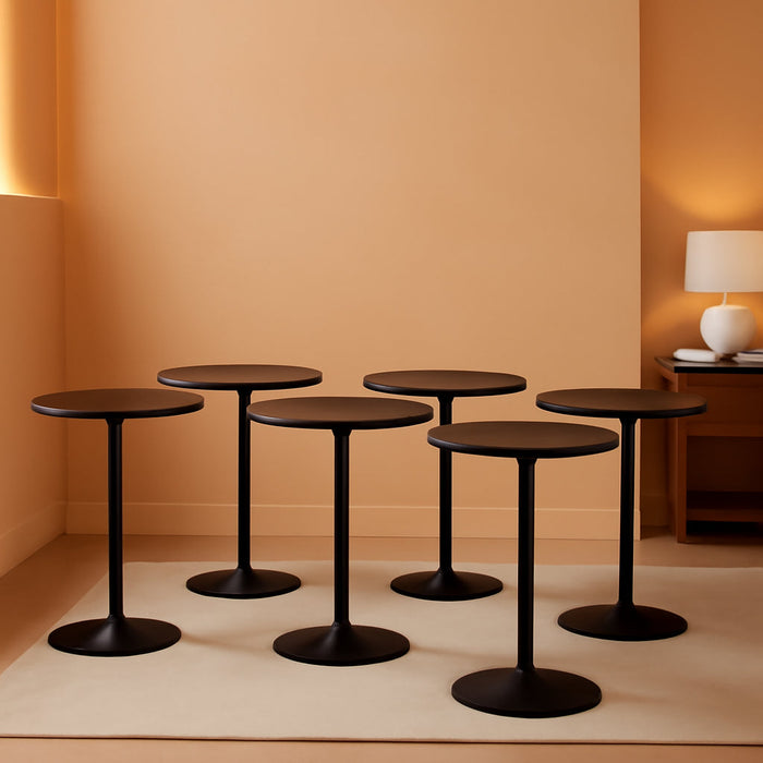 6-Pack 2-In-1 Bar Table with Detachable Pole, Metal Base, 24" round Top, 40"/22" Two Convertible Height, Cocktail Table, Coffee Table, Pub Table for Dining Room, Restaurant, Kitchen, Black