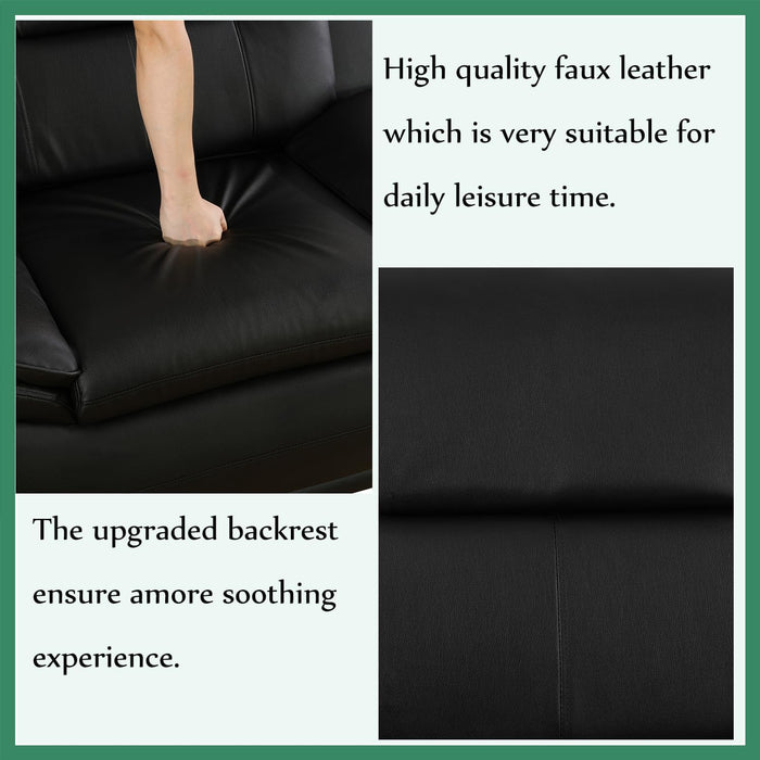 Leather Sofa Set,Leather Sofa Set for Living Room Furniture Sets,Oversize Loveseat Sofa with Chair for Living Room/Office/Apartment(A-Black,3-Piece)