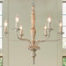 6 Light Farmhouse French White Distressed Chandelier