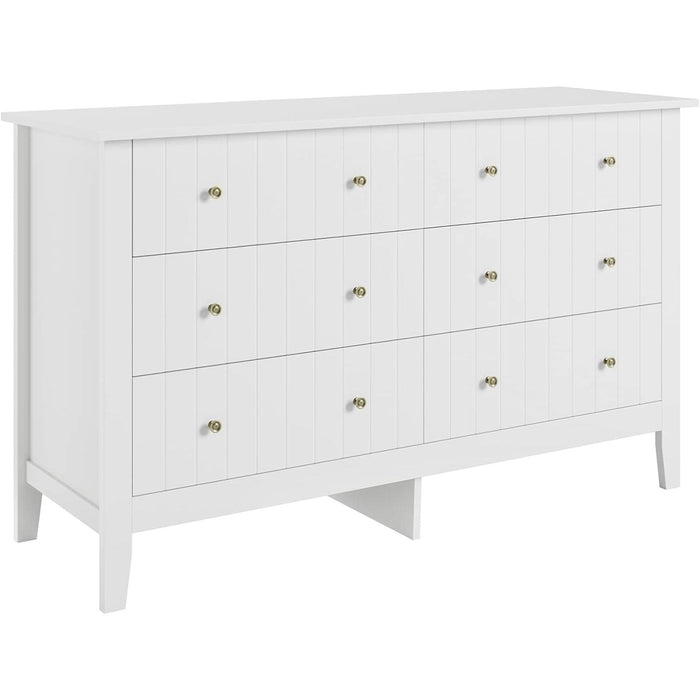White 6-Drawer Dresser with Deep Space