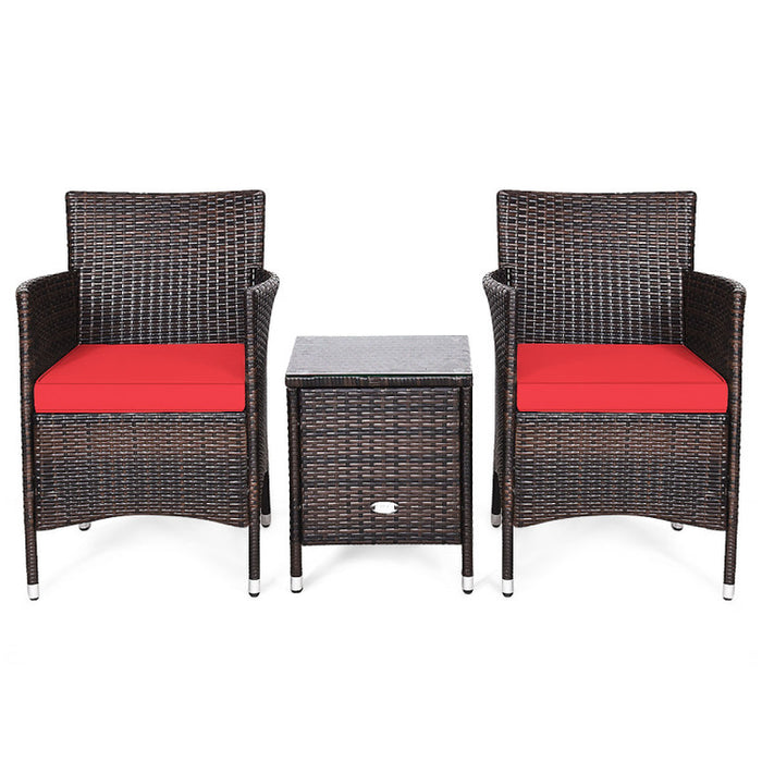 3 Pieces Ergonomic Wicker Patio Conversation Set