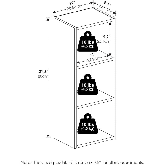 Pasir 3-Tier No Tool Assembly Open Shelf Bookcase, Amber Pine