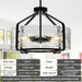 17.7 Inch Black Glass Drum Chandelier Contemporary