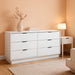 Simply Modern 6-Drawer Double Dresser for Bedroom, Chest of Drawers, Modern Bedroom Furniture, 52.5” Wide X 16” Deep X 29.5” Tall, White