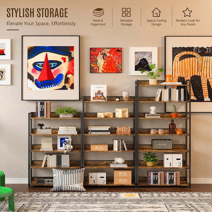 No Assembly Folding Bookshelf Book Shelves, 5-Tier 48"" H Collapsible Foldable Bookcase Storage Industrial Shelf for Living Room Bedroom Office