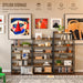 No Assembly Folding Bookshelf Book Shelves, 5-Tier 48"" H Collapsible Foldable Bookcase Storage Industrial Shelf for Living Room Bedroom Office