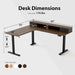 63 X 55 INCH L Shaped Electric Standing Desk with 2 Drawers, Ergonomic Adjustable Height Desk with Storage, Corner Desk Sit Stand up Computer Table for Work Office Home, Dark Wlalnut