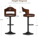 Swivel Bar Stools Set of 3,Bentwood Adjustable Height Barstools | Upholstered Seat,Easy-Clean PU Leather,Back& Footrest, Mid Century Modern Bar Chair for Counter, Kitchen Island, Brown