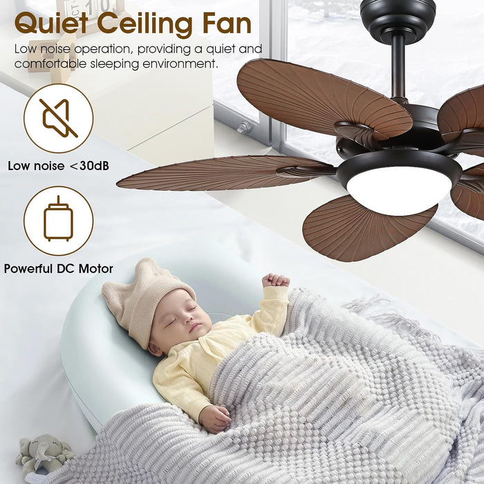 44 Inch Brown Outdoor Ceiling Fan With Remote
