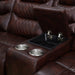 Power Recliner Sectional Sofa with LED Lighting, Breathing Leather Corner Couch with USB Port and Storage Console, Cup Holders– Home Theater & Living Room Seating (Brown)