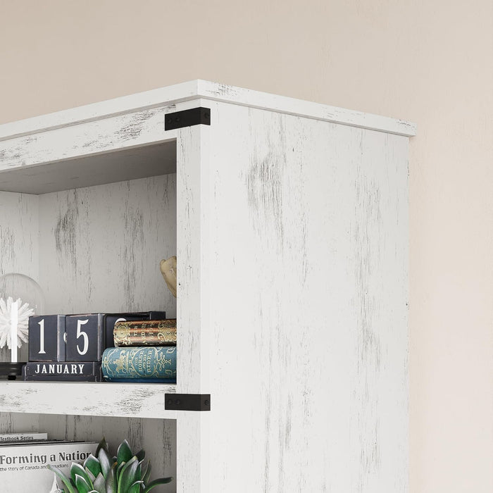 3 Tier Bookcase, Farmhouse Book Shelf with Storage, Low Book Case Wooden 3 Shelf Bookcase for Home Office, Living Room, Bed Room (White, 40.0" H X 31.5" W X 12.2" D)