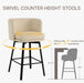 26" H Counter Height Swivel Bar Stools Set of 4, Barrel Counter Stools with Backrest, Linen Fabric Upholstered Barstools with Metal Legs for Kitchen Island,Sand