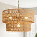 17.8 Inch Boho Handwoven Rattan Chandelier Fixture
